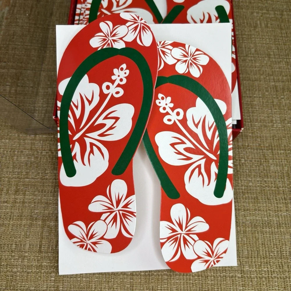 Vintage Mele‎ Kalikimaka Hawaiian Christmas Cards Island Heritage Flip Flop Year